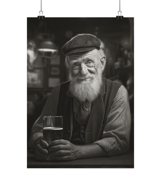 Old Irish Man In Irish Pub - Poster Din A1 (hoch)