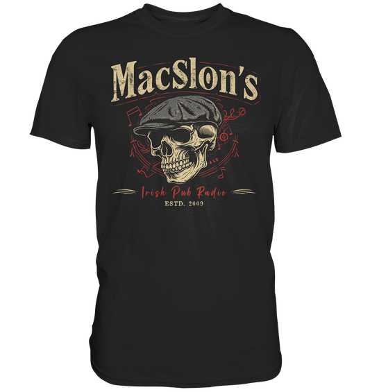 MacSlon's Irish Pub Radio "Estd. 2009 / Flatcap-Skull I" - Premium Shirt
