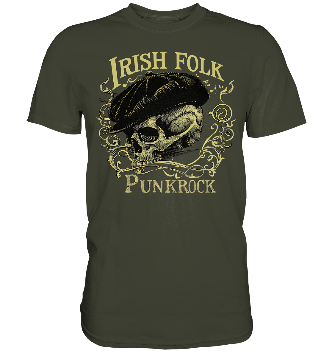 Irish Folk Punkrock "Flatcap-Skull I" - Premium Shirt