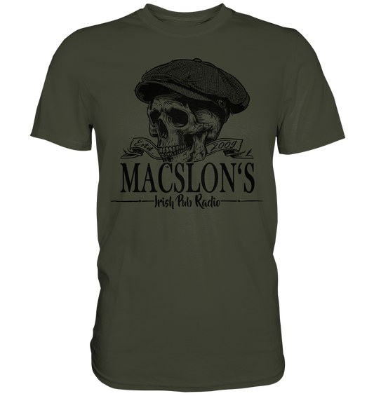MacSlon's Irish Pub Radio "Estd. 2009 / Flatcap-Skull II" - Premium Shirt