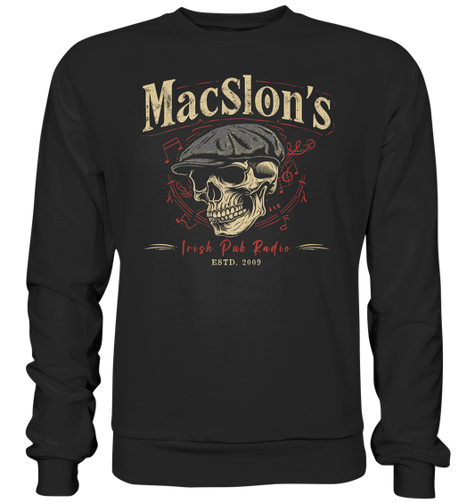 MacSlon's Irish Pub Radio "Estd. 2009 / Flatcap-Skull I" - Premium Sweatshirt
