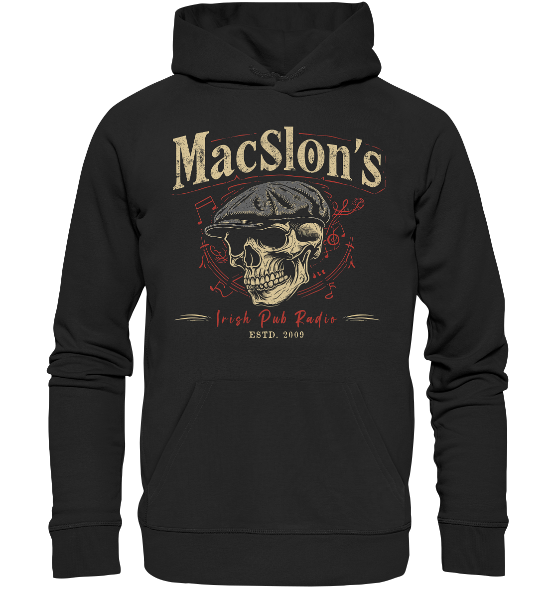 MacSlon's Irish Pub Radio "Estd. 2009 / Flatcap-Skull I" - Premium Unisex Hoodie