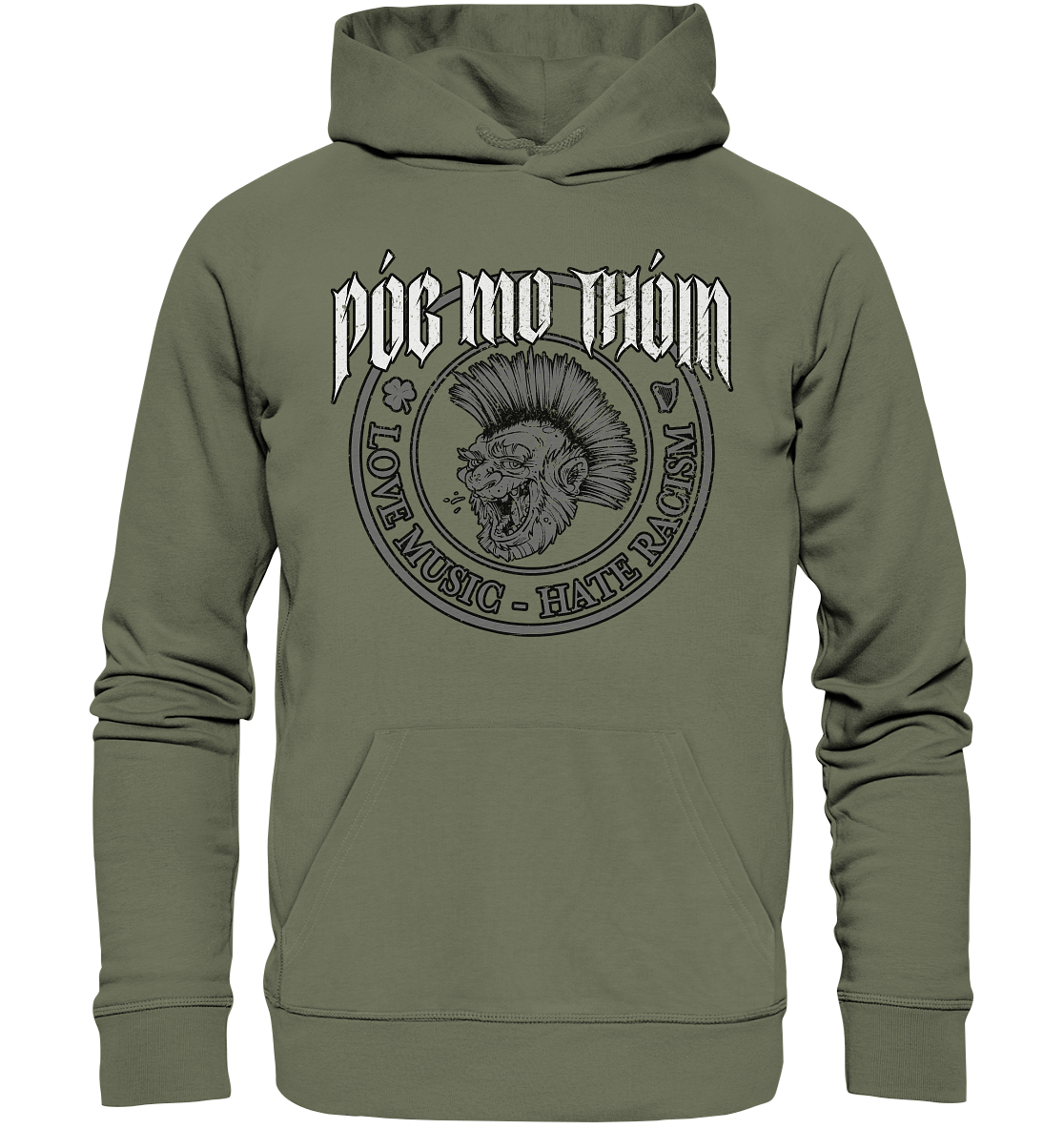 Póg Mo Thóin Streetwear "Love Music - Hate Racism" - Premium Unisex Hoodie