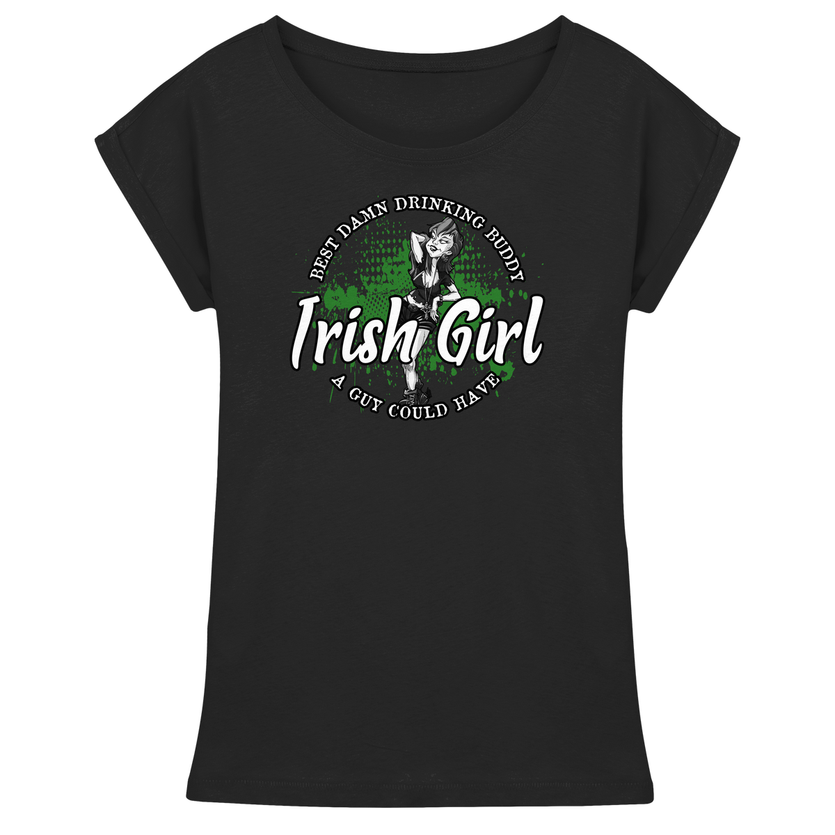 Irish Girl "Drinking Buddy"  - Womens Extended Shoulder T-Shirt