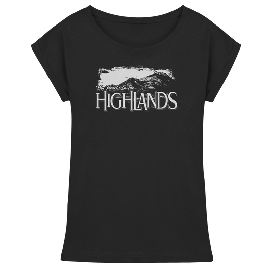 "My Heart's In The Highlands"  - Womens Extended Shoulder T-Shirt