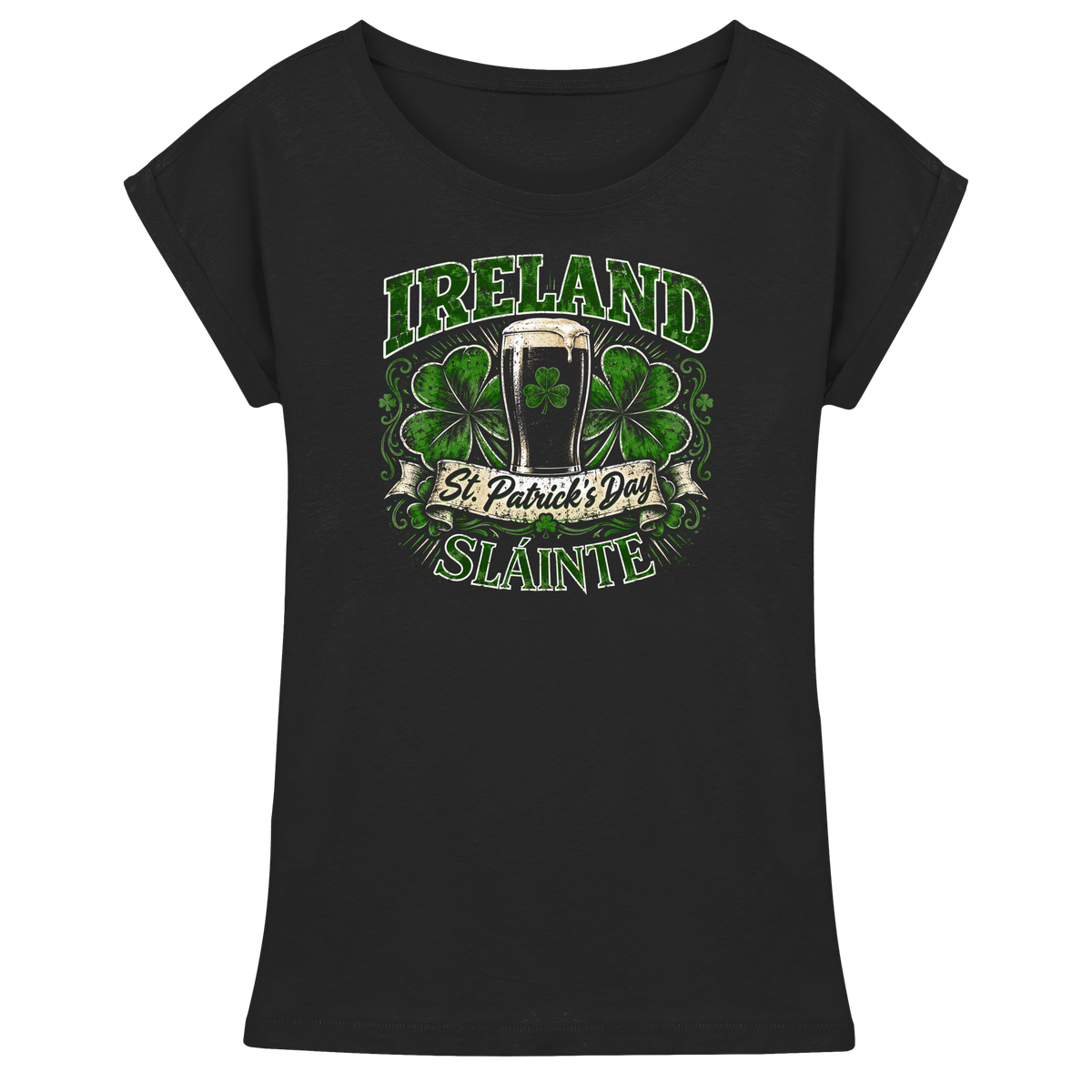 Ireland "St. Patrick's Day"  - Womens Extended Shoulder T-Shirt