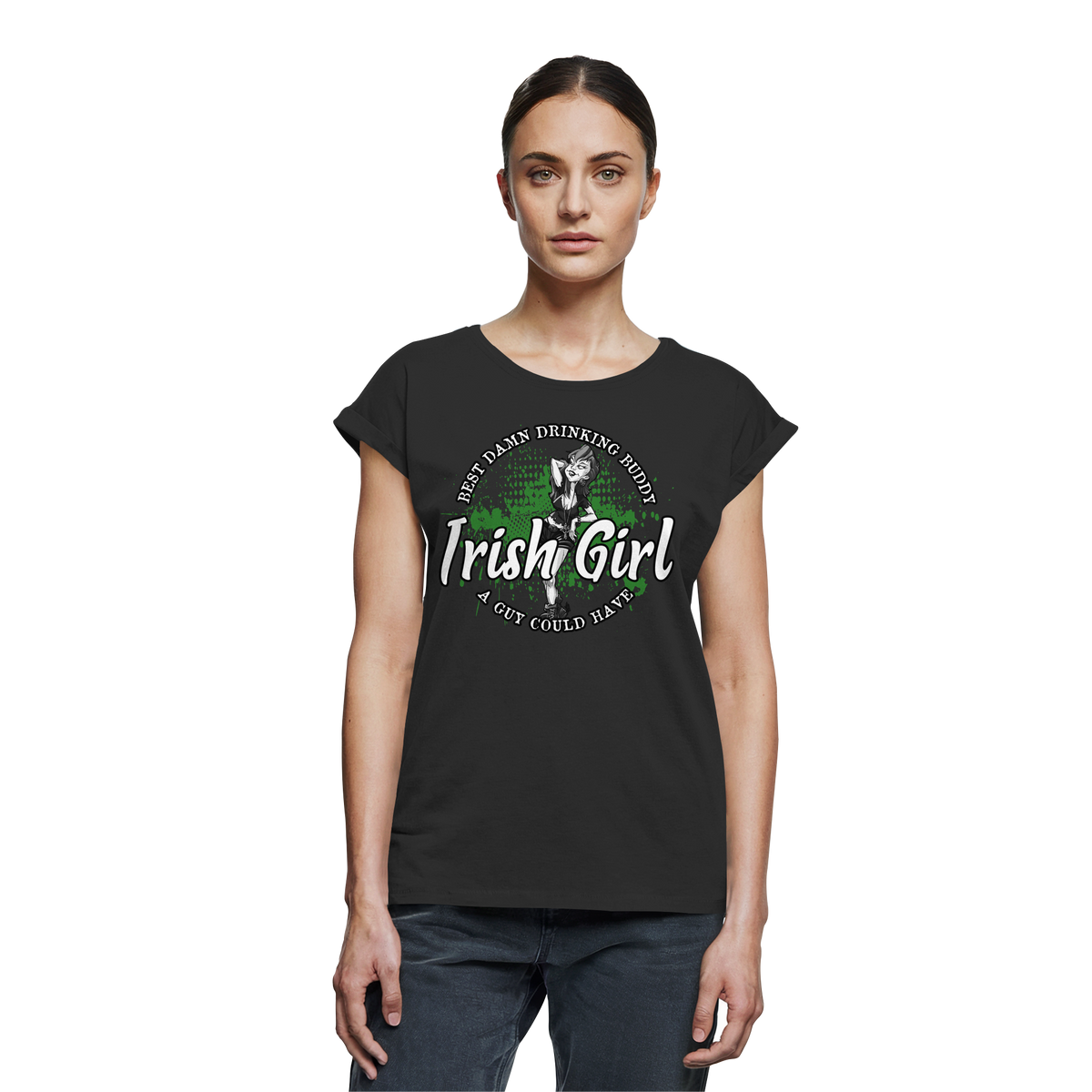 Irish Girl "Drinking Buddy"  - Womens Extended Shoulder T-Shirt
