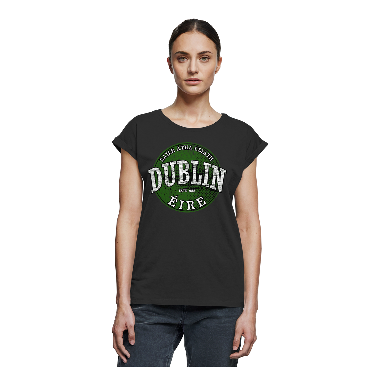 Dublin "Estd 988 / Baile Átha Cliath / Éire"  - Womens Extended Shoulder T-Shirt
