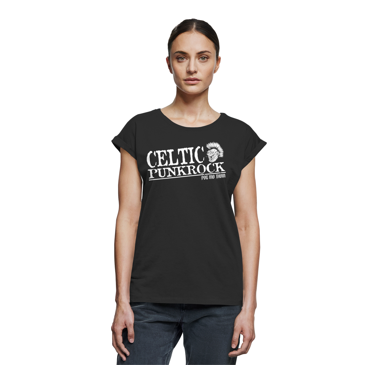 Póg Mo Thóin Streetwear "Celtic Punkrock"  - Womens Extended Shoulder T-Shirt