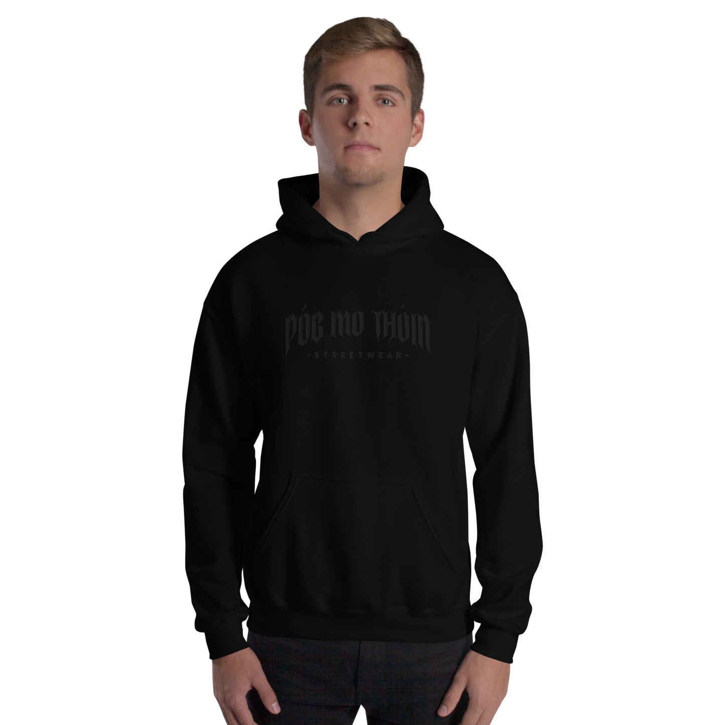 Póg Mo Thóin Streetwear "Black Logo" (Hochwertiger Stick) - Unisex-Kapuzenpullover