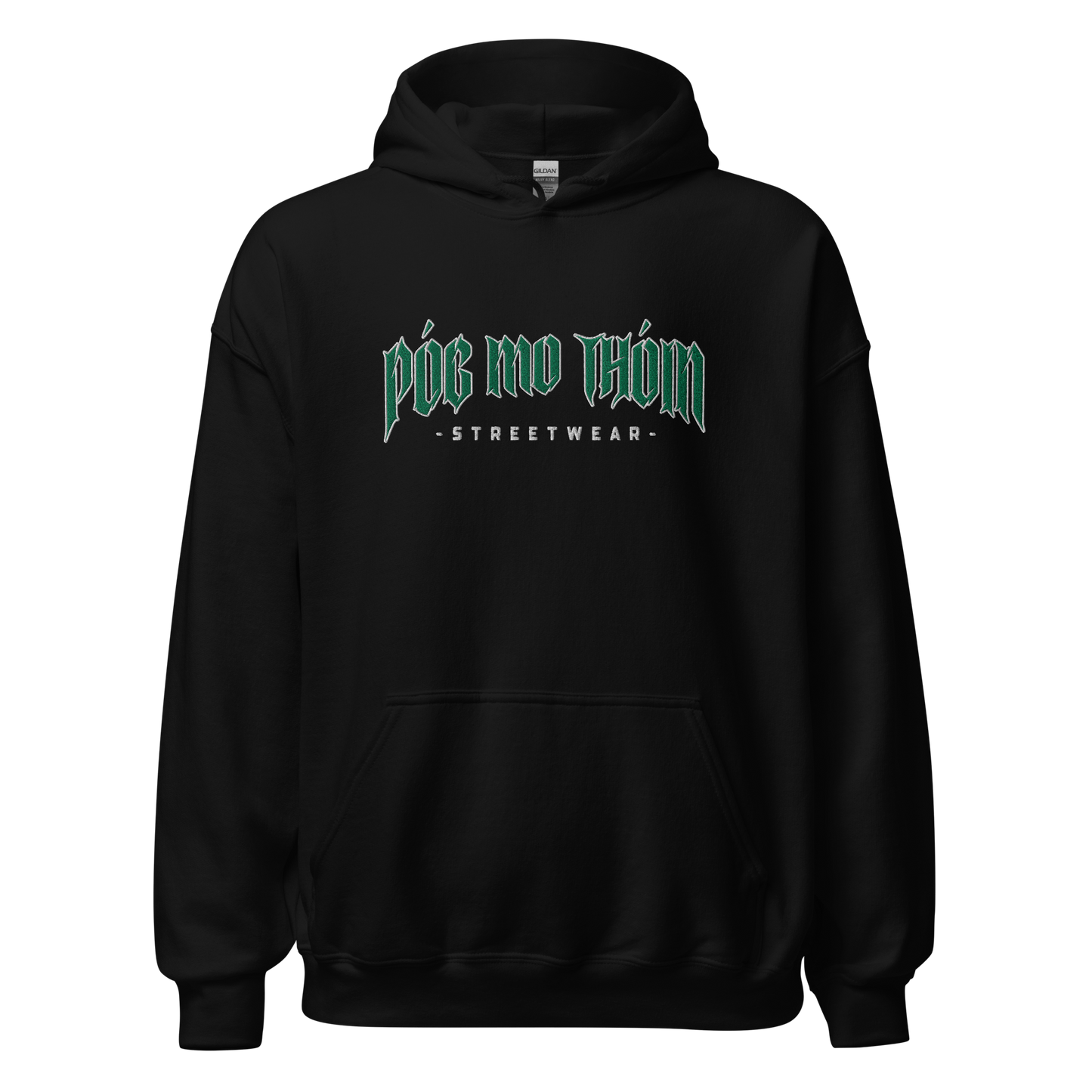 Póg Mo Thóin Streetwear "Green Logo" (Hochwertiger Stick) - Unisex-Kapuzenpullover