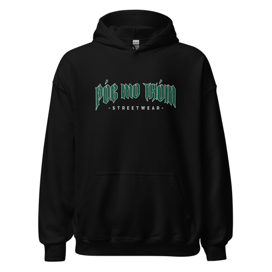 Póg Mo Thóin Streetwear "Green Logo" (Hochwertiger Stick) - Unisex-Kapuzenpullover