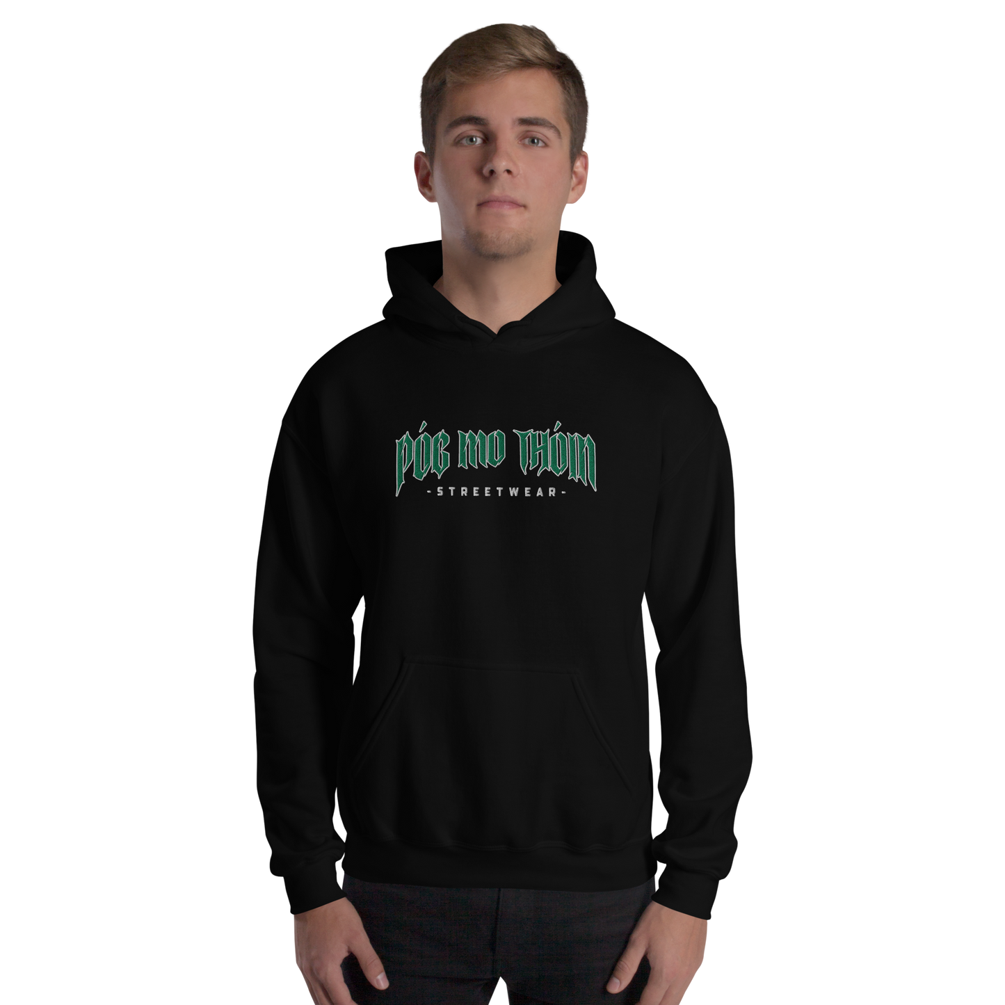 Póg Mo Thóin Streetwear "Green Logo" (Hochwertiger Stick) - Unisex-Kapuzenpullover