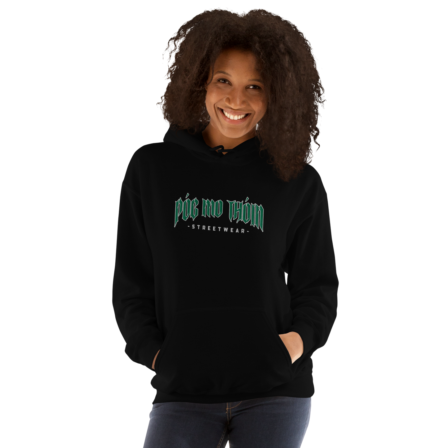 Póg Mo Thóin Streetwear "Green Logo" (Hochwertiger Stick) - Unisex-Kapuzenpullover