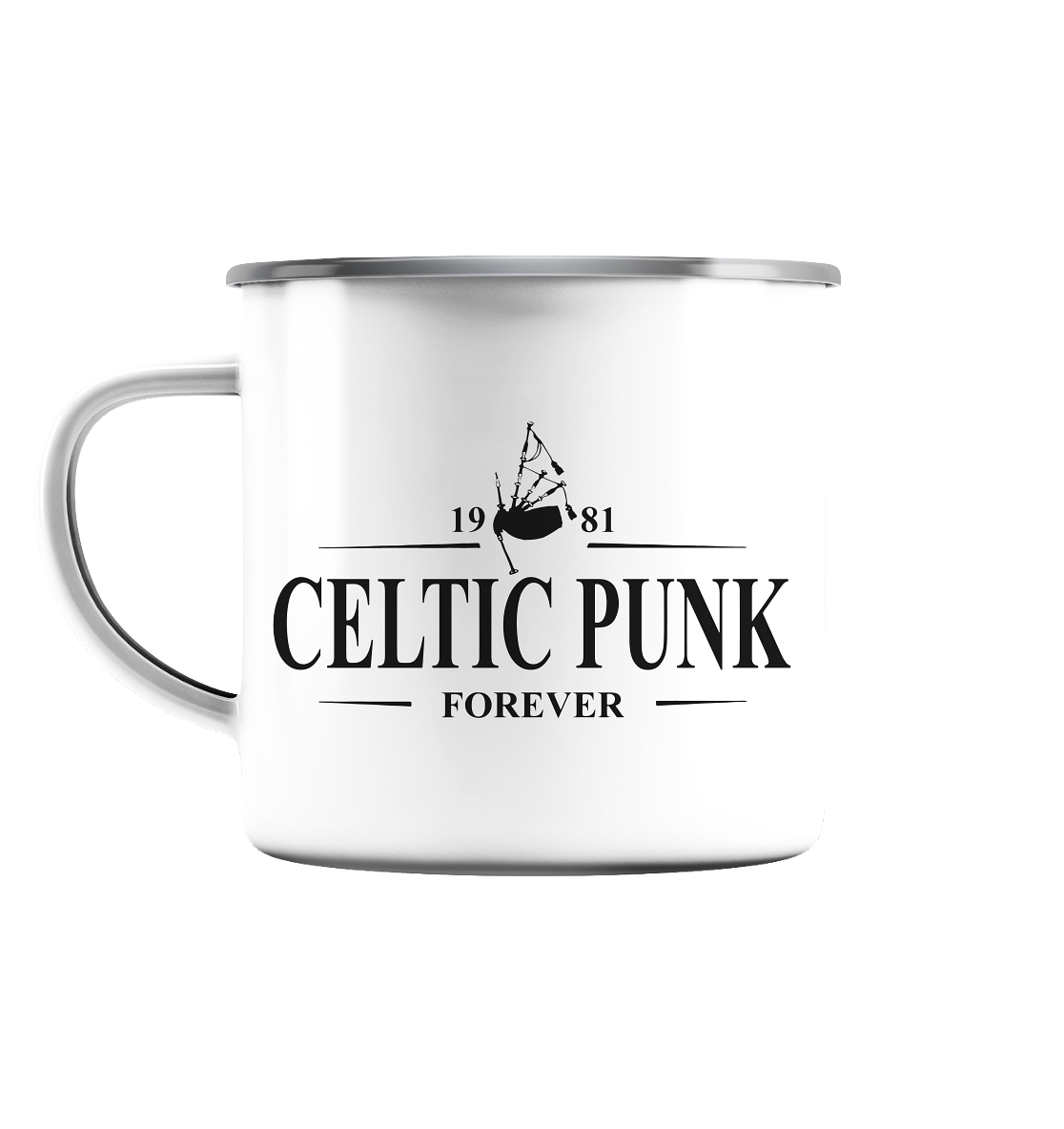 Celtic Punk "Forever" - Emaille Tasse (Silber)