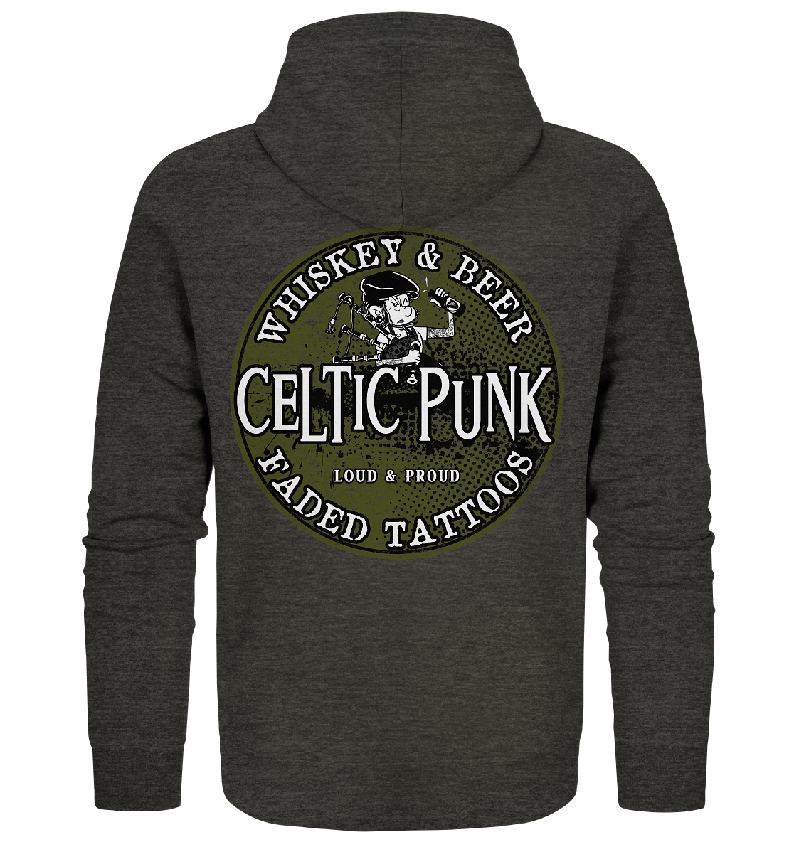 Celtic Punk "Whiskey, Beer & Faded Tattoos" - Organic Zipper