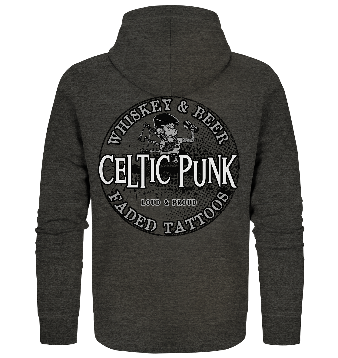 Celtic Punk "Whiskey, Beer & Faded Tattoos" - Organic Zipper