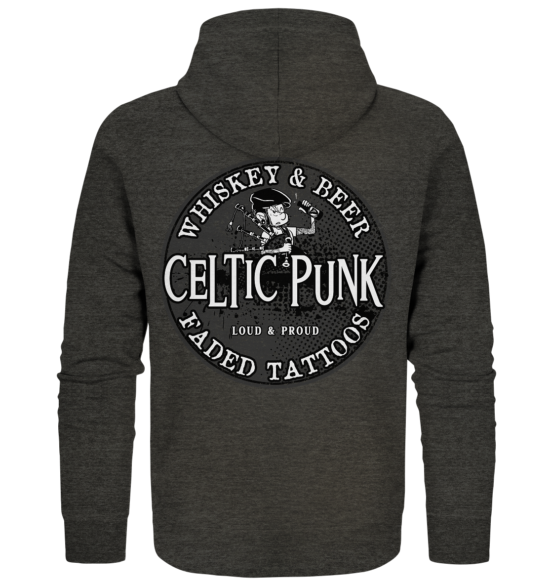 Celtic Punk "Whiskey, Beer & Faded Tattoos" - Organic Zipper
