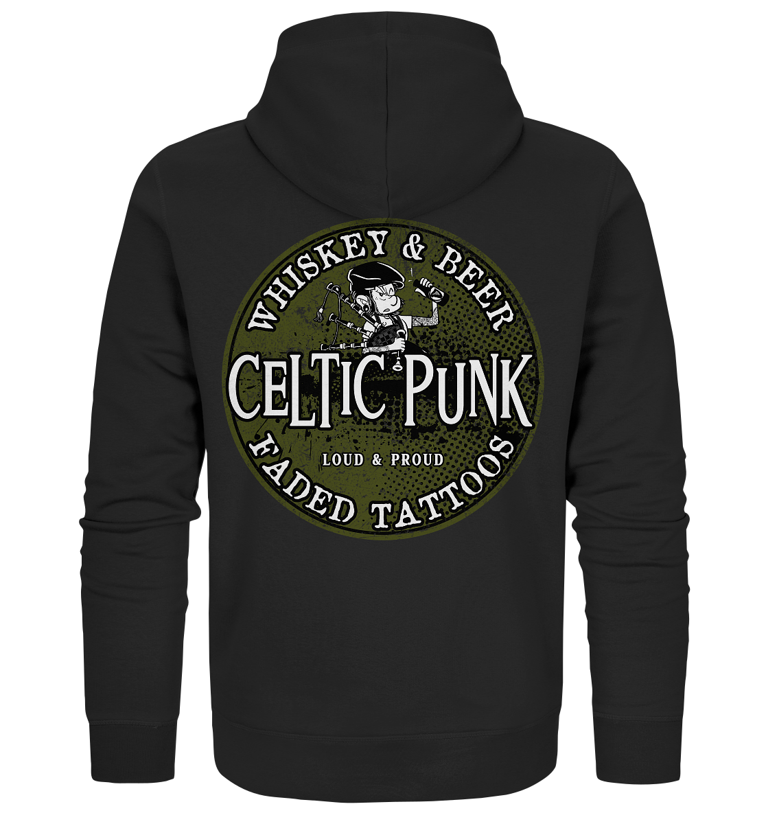 Celtic Punk "Whiskey, Beer & Faded Tattoos" - Organic Zipper