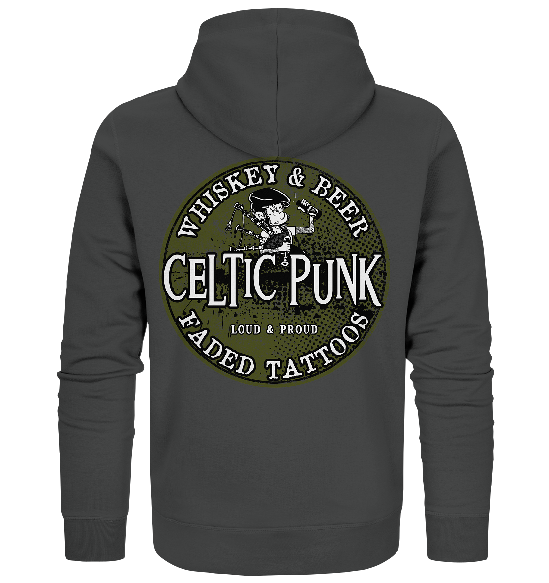 Celtic Punk "Whiskey, Beer & Faded Tattoos" - Organic Zipper