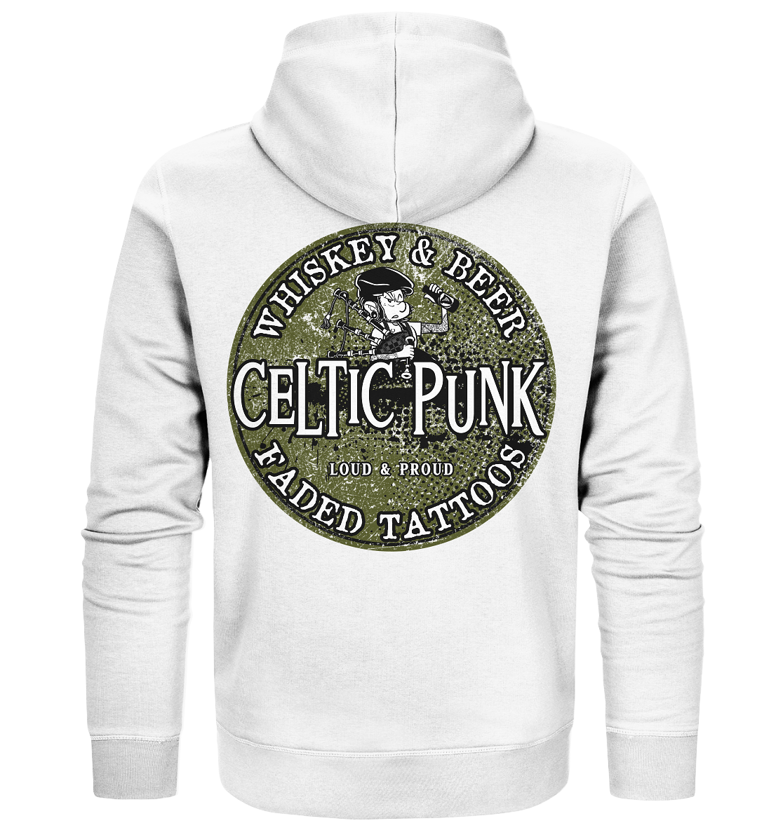 Celtic Punk "Whiskey, Beer & Faded Tattoos" - Organic Zipper