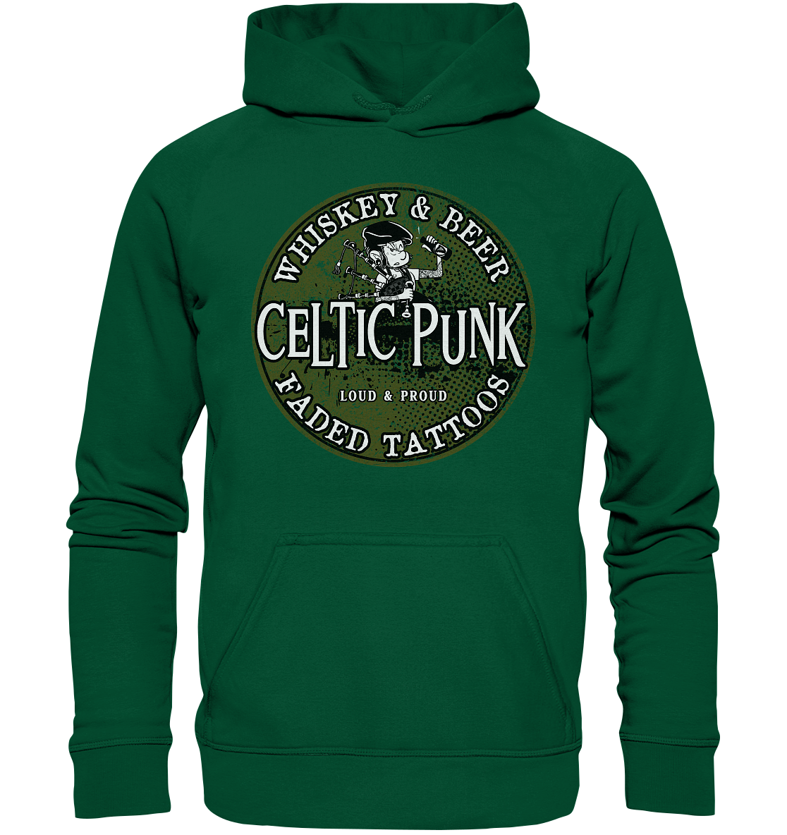 Celtic Punk "Whiskey, Beer & Faded Tattoos" - Basic Unisex Hoodie