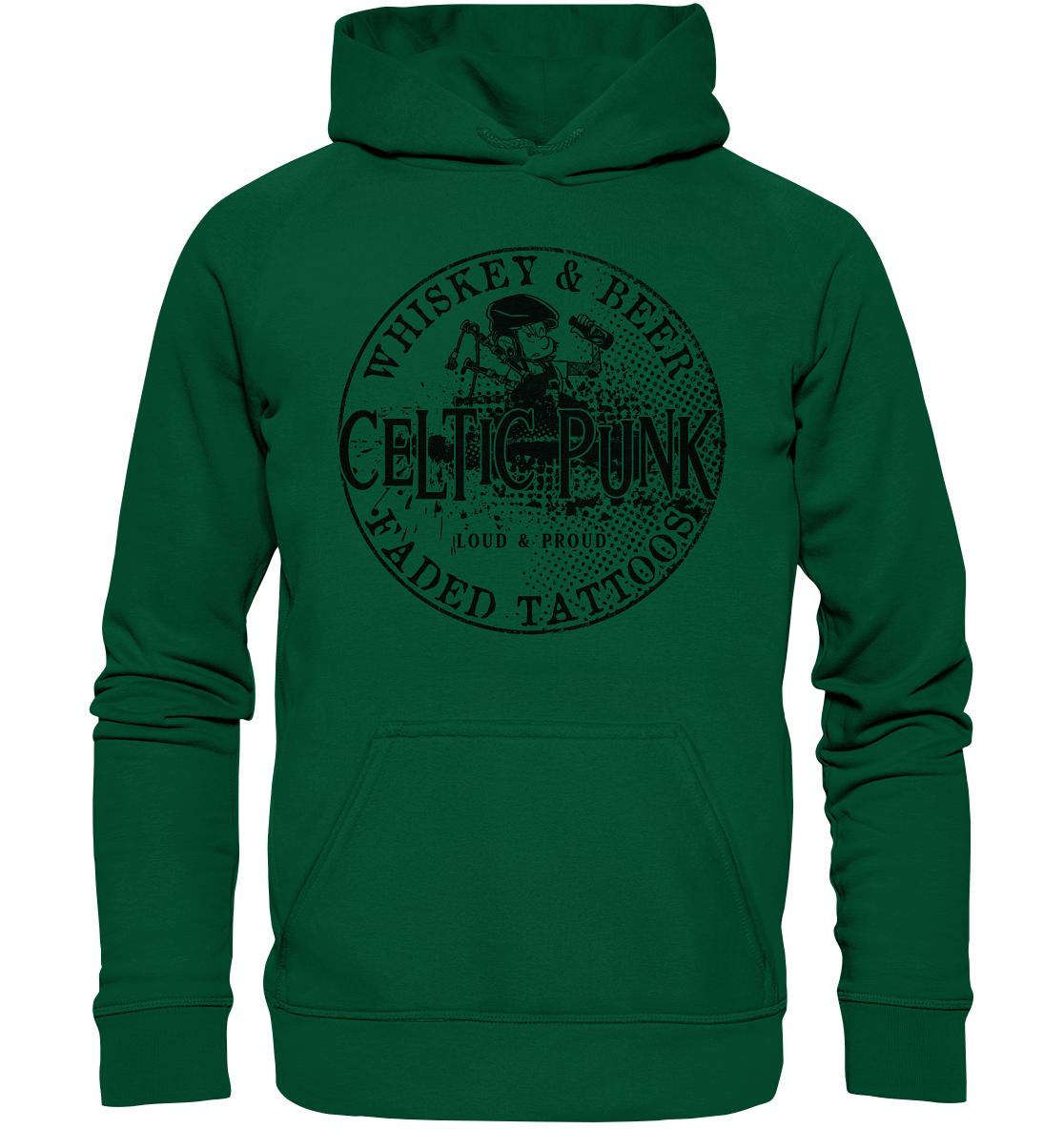 Celtic Punk "Whiskey, Beer & Faded Tattoos" - Basic Unisex Hoodie