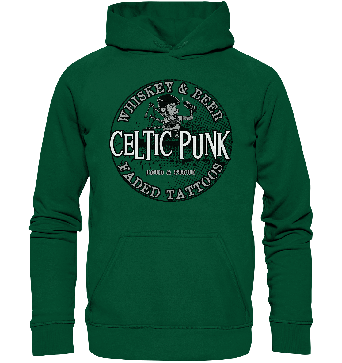 Celtic Punk "Whiskey, Beer & Faded Tattoos" - Basic Unisex Hoodie