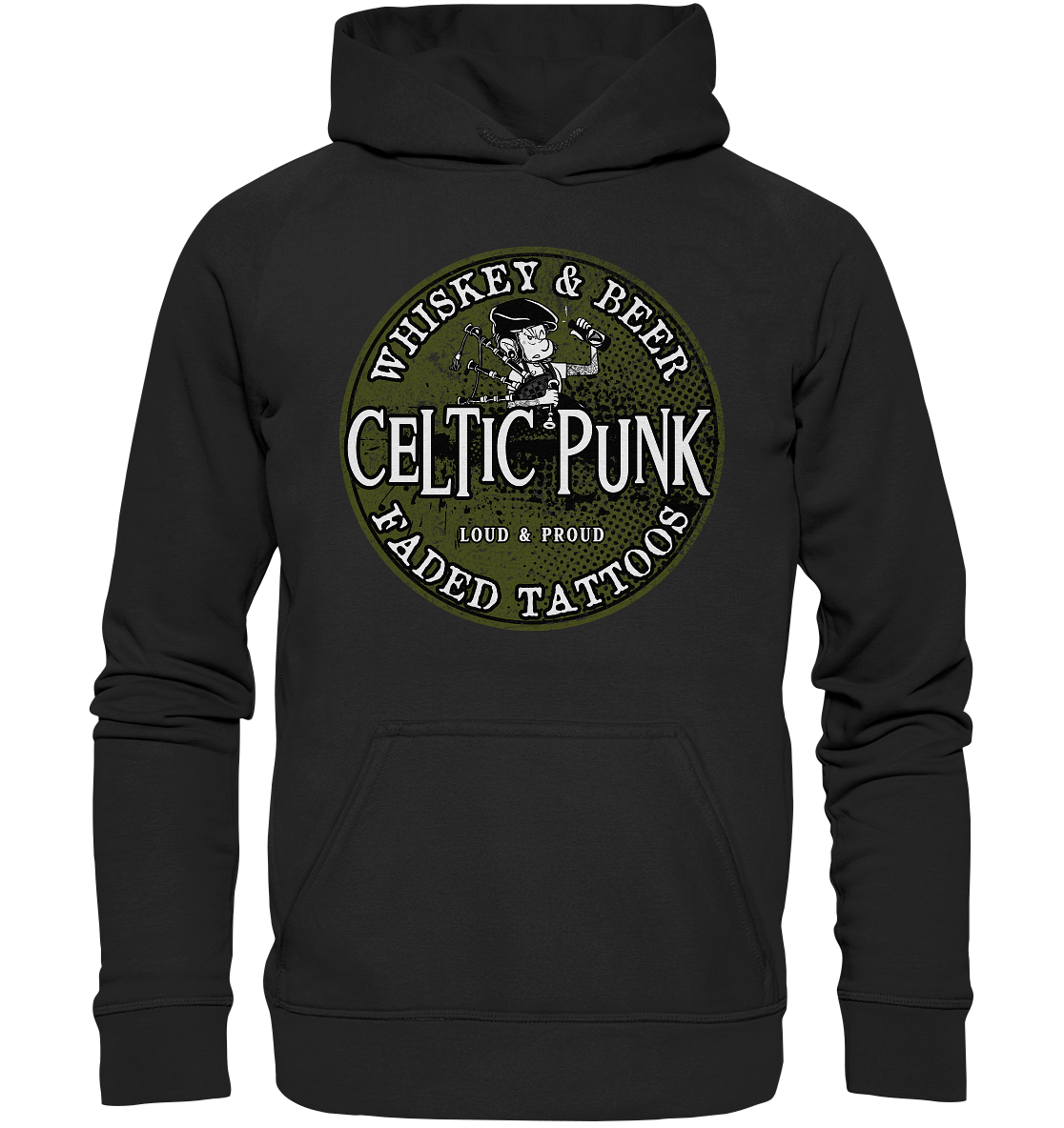 Celtic Punk "Whiskey, Beer & Faded Tattoos" - Basic Unisex Hoodie