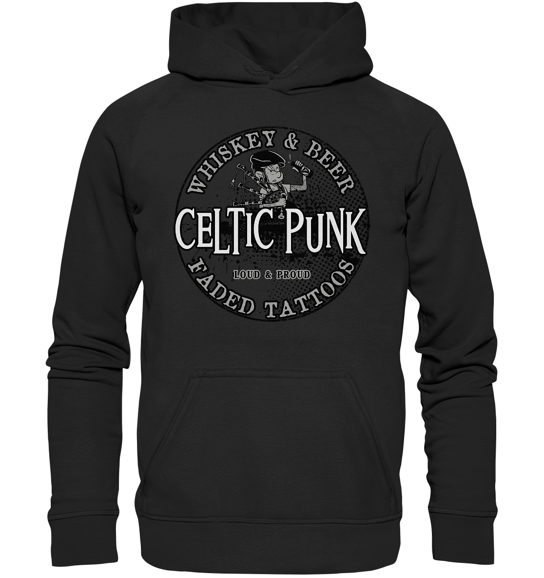 Celtic Punk "Whiskey, Beer & Faded Tattoos" - Basic Unisex Hoodie