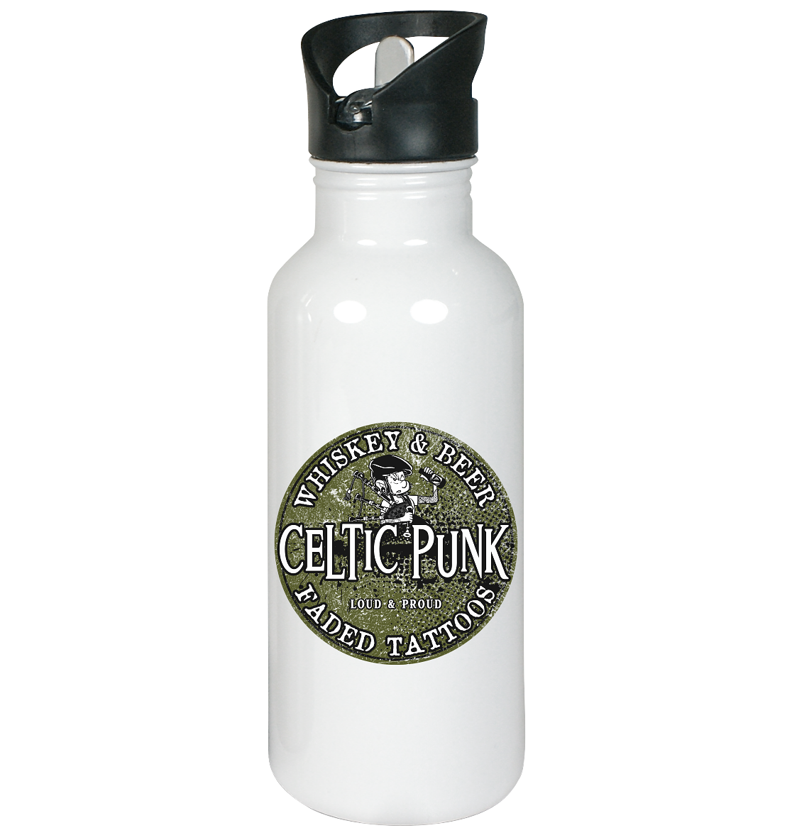 Celtic Punk "Whiskey, Beer & Faded Tattoos" - Edelstahl-Trinkflasche