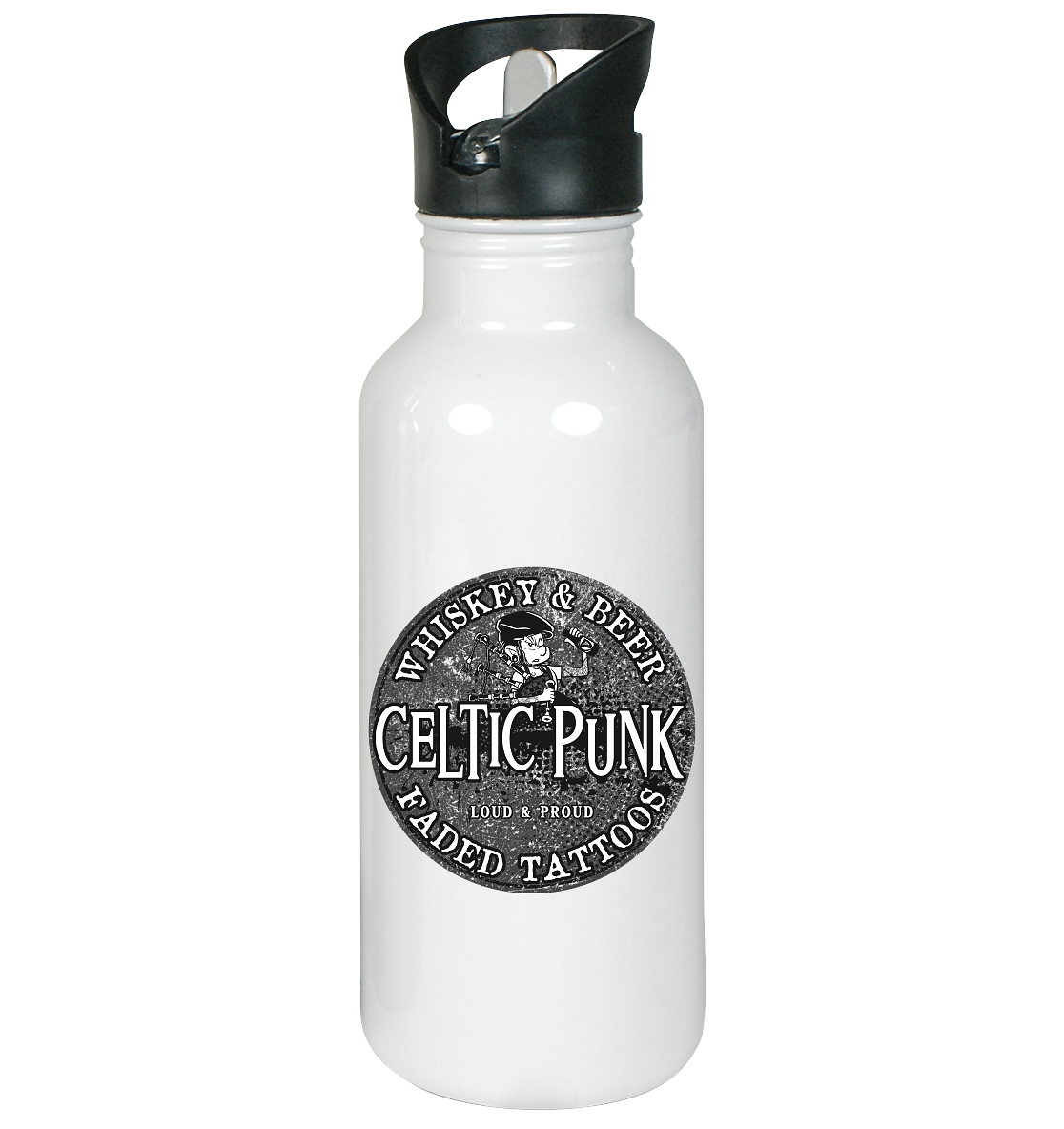Celtic Punk "Whiskey, Beer & Faded Tattoos" - Edelstahl-Trinkflasche