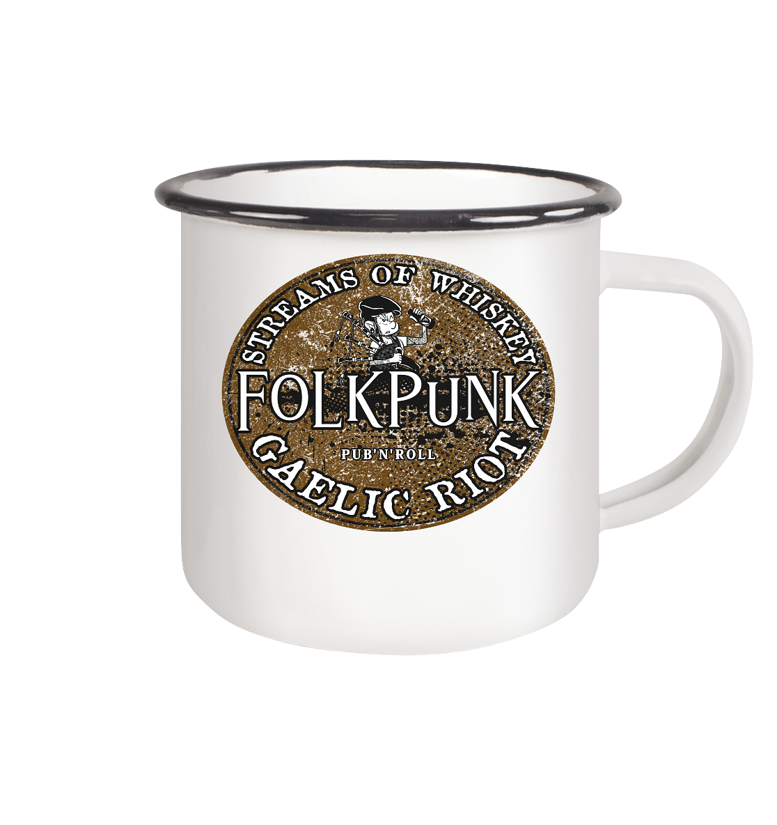 Folkpunk "Streams Of Whiskey" - Emaille Tasse (Black)