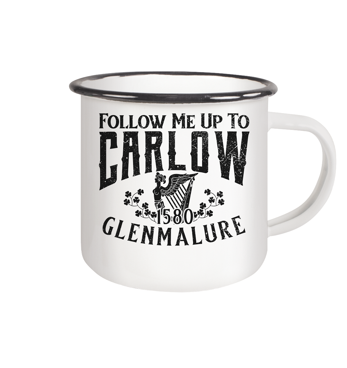 Follow Me Up To Carlow - Emaille Tasse (Black)