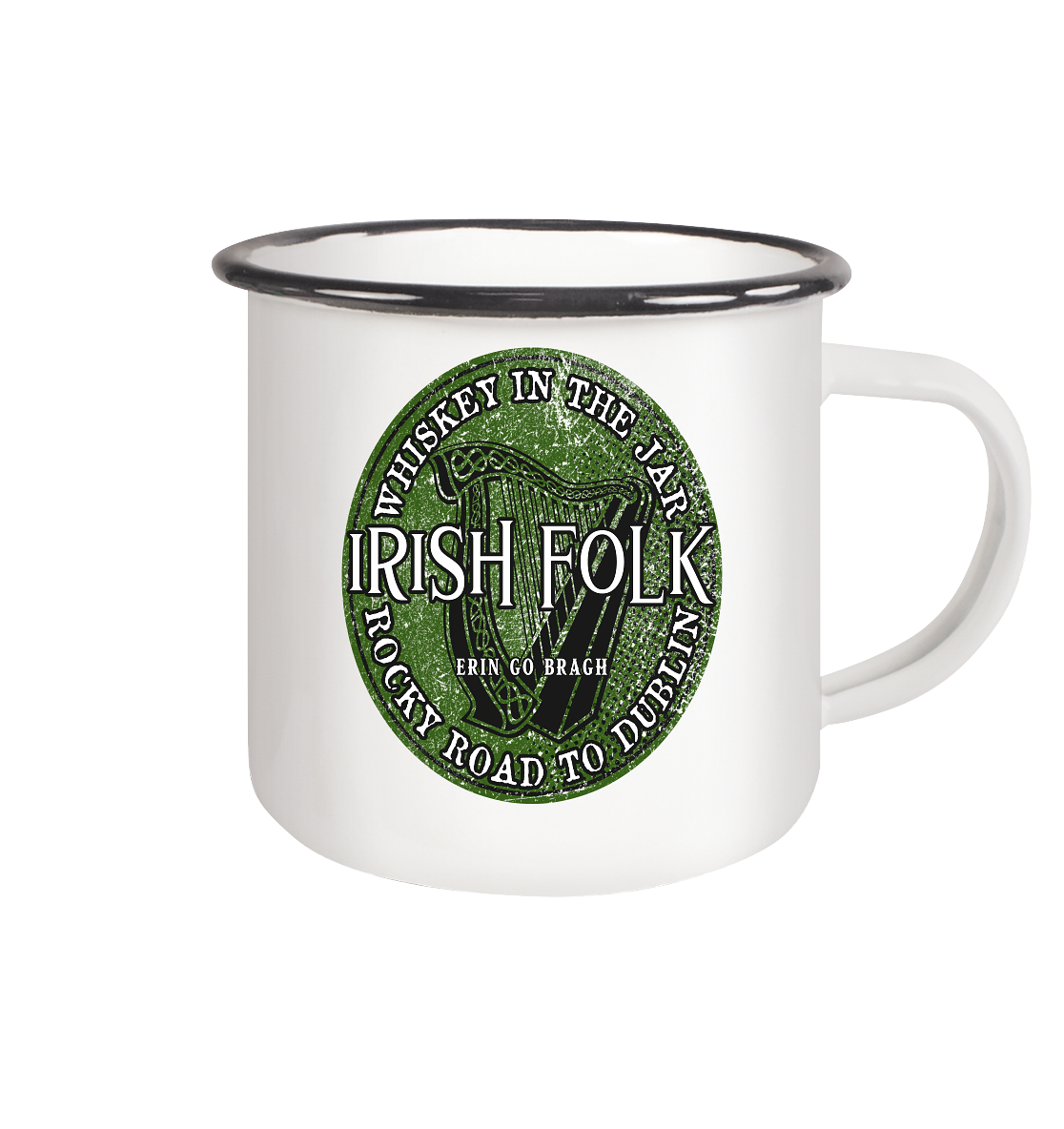 Irish Folk "Erin Go Bragh" - Emaille Tasse (Black)