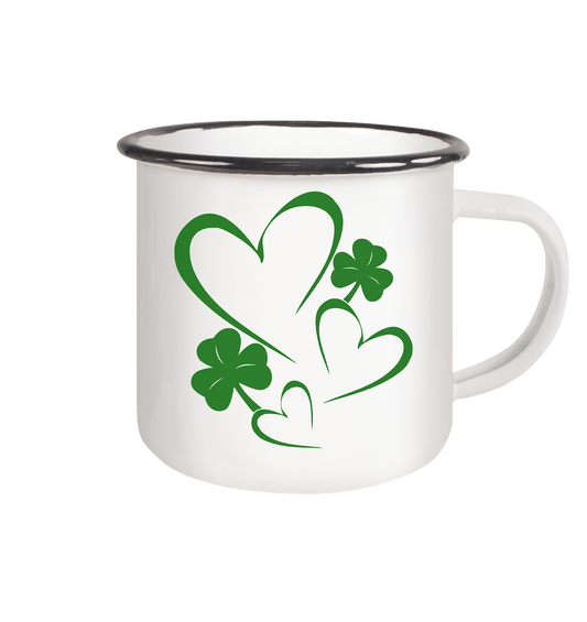 Shamrock & Heart - Emaille Tasse (Black)