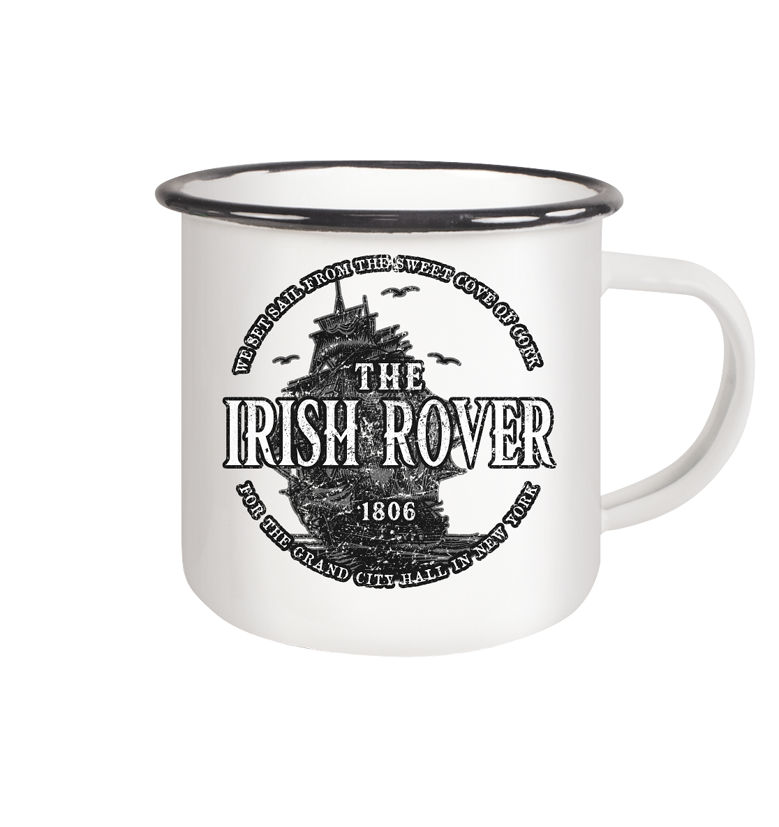 "The Irish Rover" - Emaille Tasse (Black)