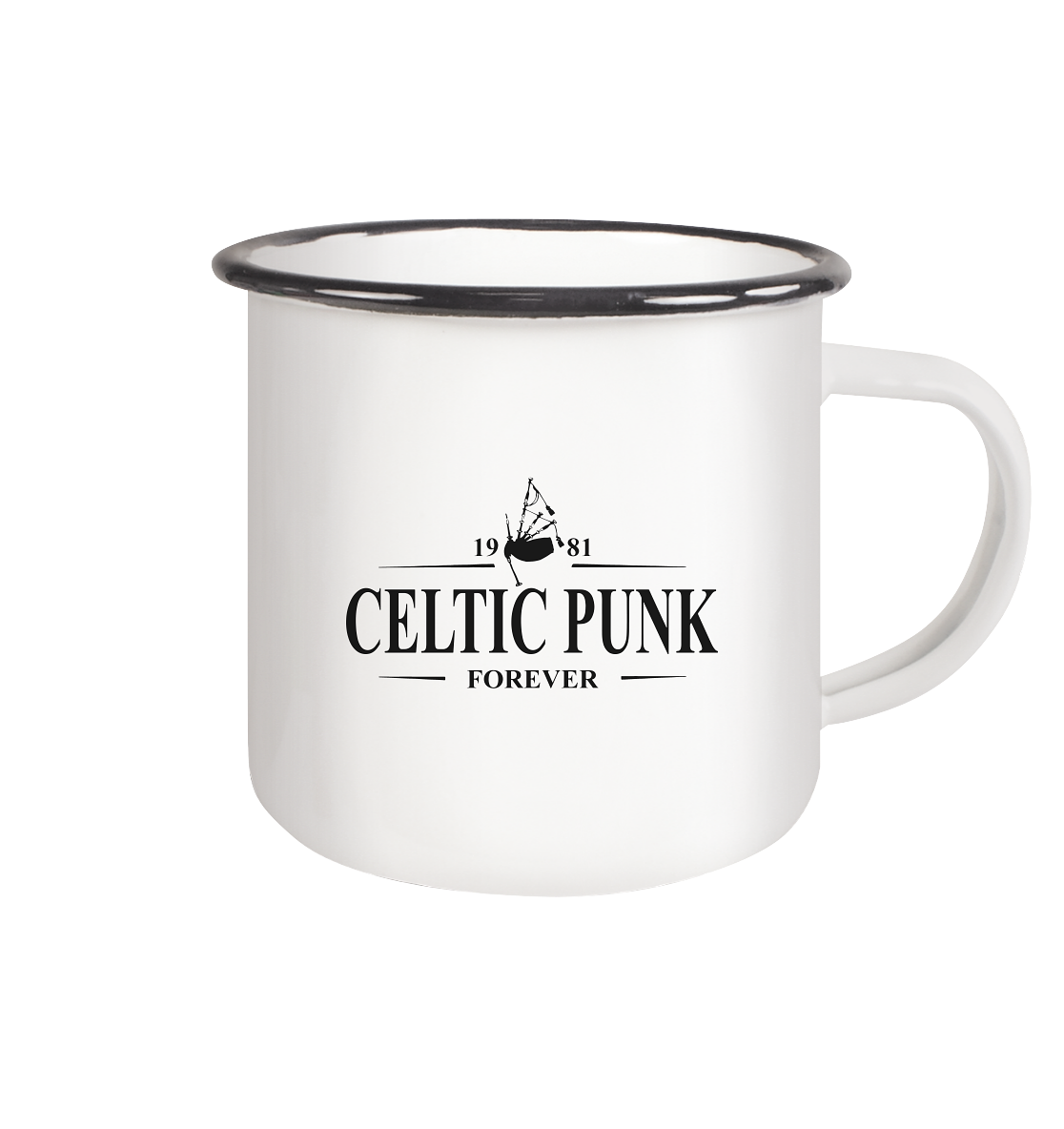 Celtic Punk "Forever" - Emaille Tasse (Black)