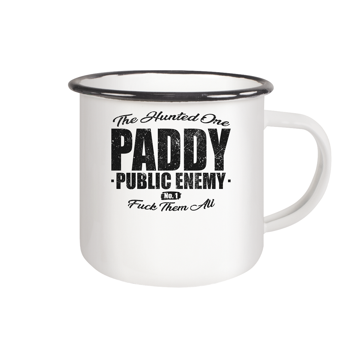 Paddy Public Enemy No.1 - Emaille Tasse (Black)