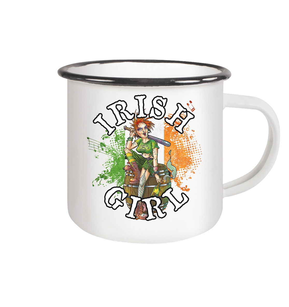 Irish Girl - Emaille Tasse (Black)