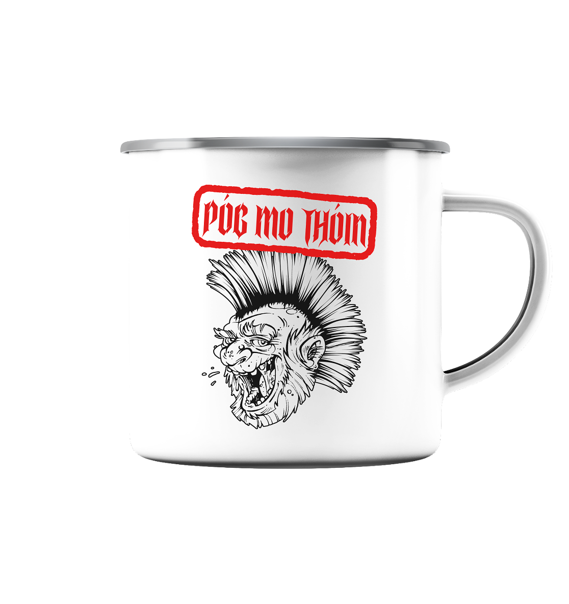 Póg Mo Thóin Streetwear "Punk" - Emaille Tasse (Silber)