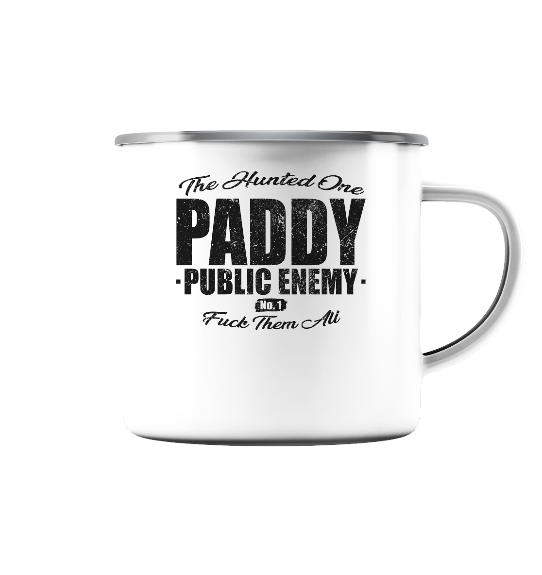 Paddy Public Enemy No.1 - Emaille Tasse (Silber)