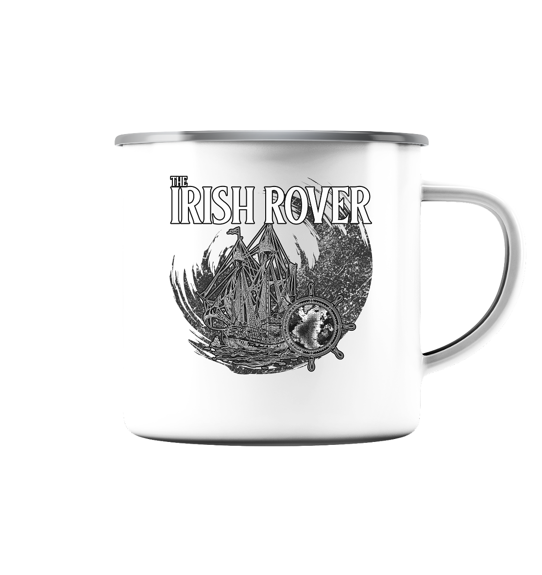 "The Irish Rover" - Emaille Tasse (Silber)