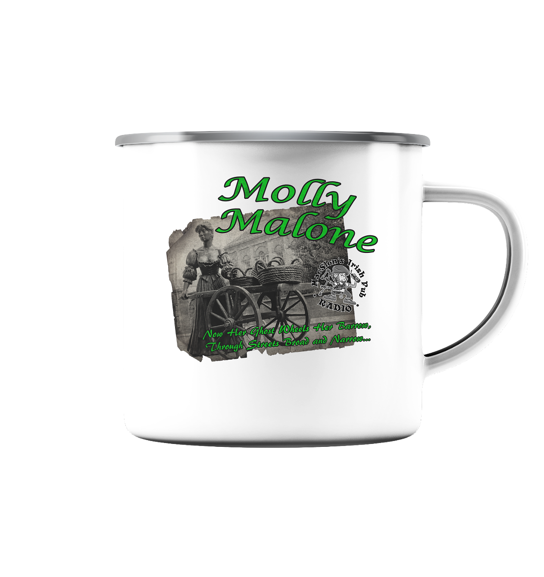 "Molly Malone" - Emaille Tasse (Silber)