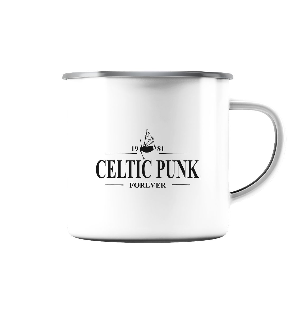 Celtic Punk "Forever" - Emaille Tasse (Silber)