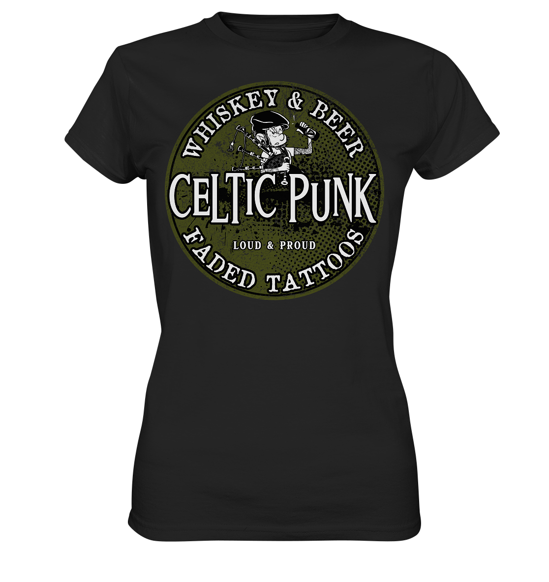 Celtic Punk "Whiskey, Beer & Faded Tattoos" - Ladies Premium Shirt