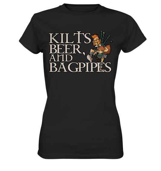 Kilts, Beer & Bagpipes - Ladies Premium Shirt