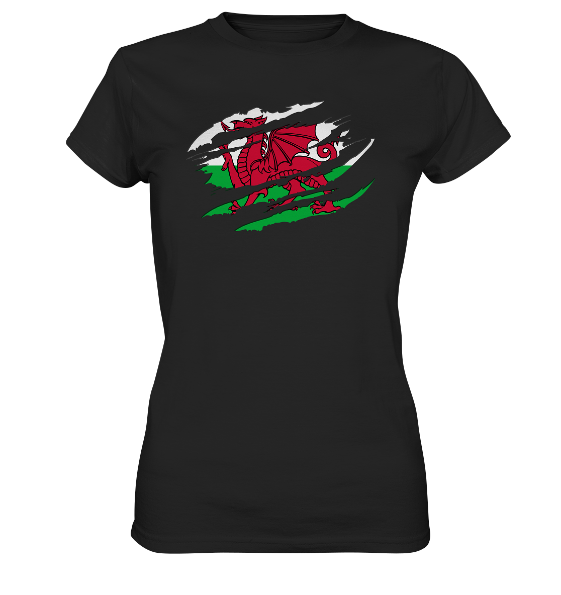 Wales "Flag Scratch" - Ladies Premium Shirt