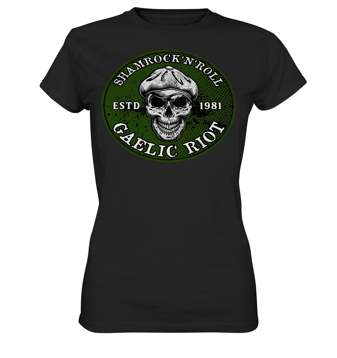 Shamrock And Roll "Skull / Gaelic Riot" - Ladies Premium Shirt