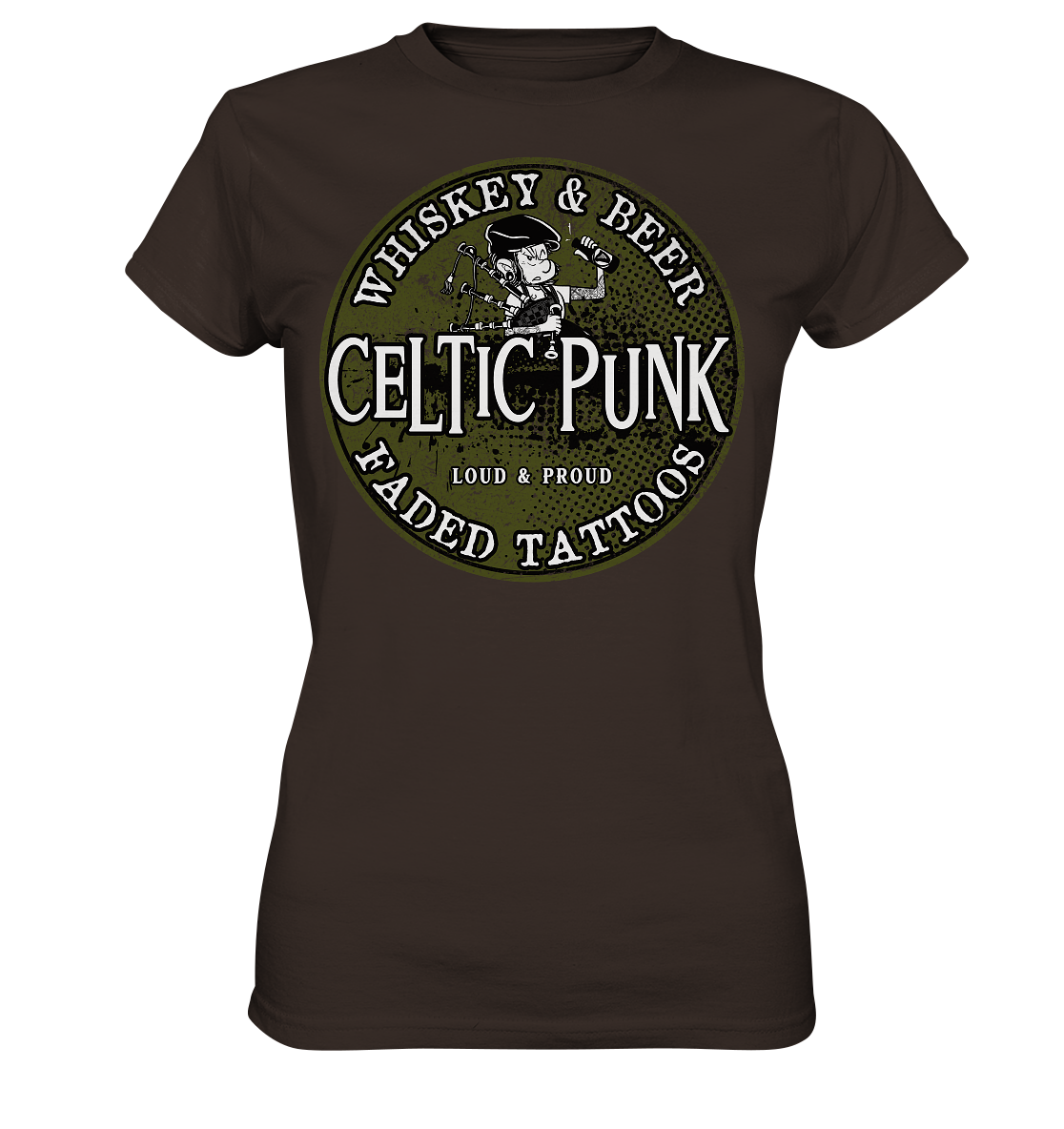 Celtic Punk "Whiskey, Beer & Faded Tattoos" - Ladies Premium Shirt